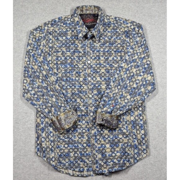 Robert Graham Men Dress Shirt‎ XL Limited Edition 599/700 Flip Cuff Geo Grid